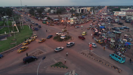 aerial view of senegambia highway and the coastal road roundabout in the gambia africa