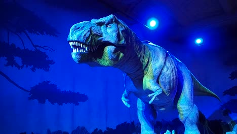 robotic reproduction of the legendary trex - tyrannosaurus rex, terrorizes the younger visitors