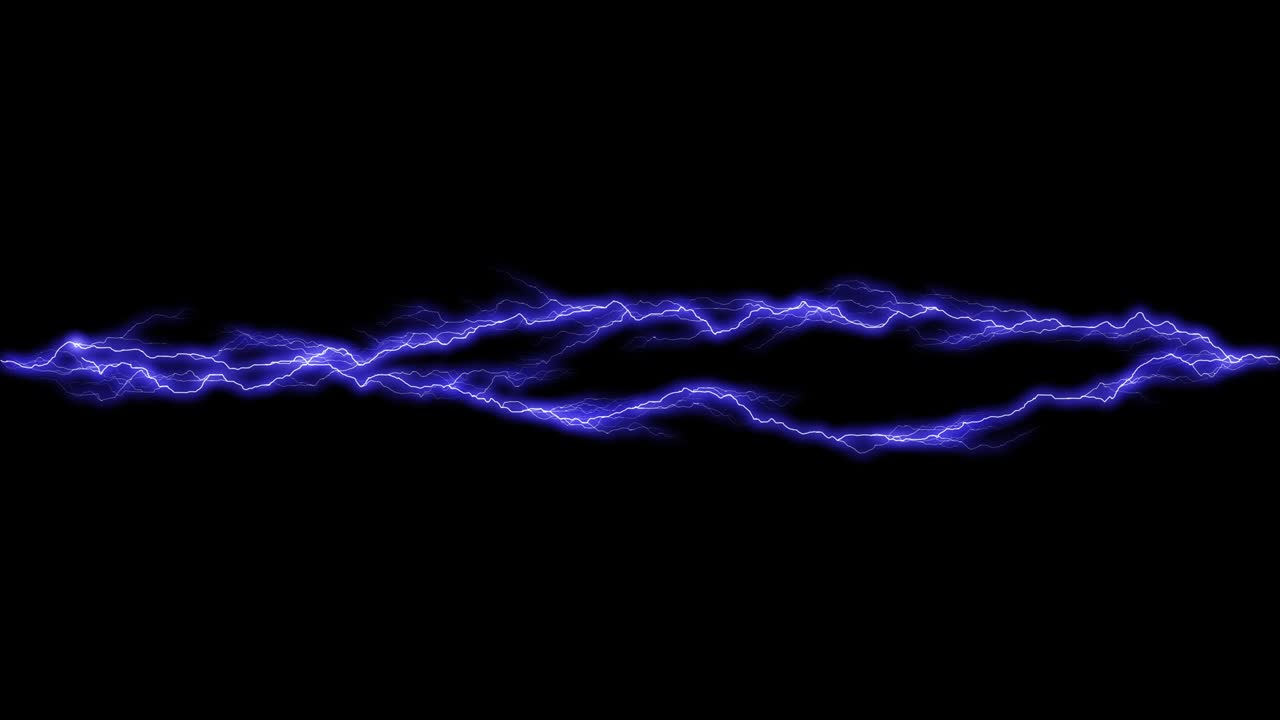 relámpago azul horizontal sobre un fondo negro