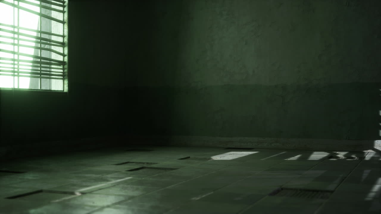 Empty, Dark Room with Sunlight Shadows