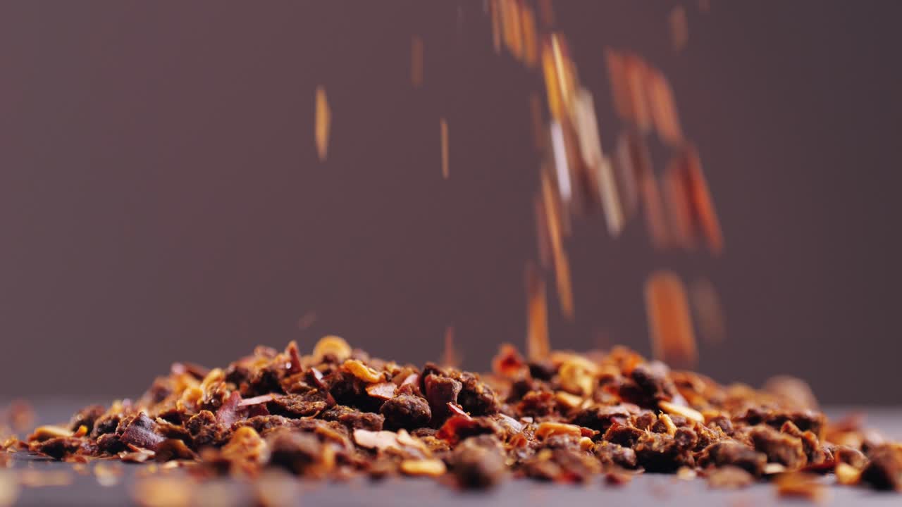Red Chili Flakes Falling