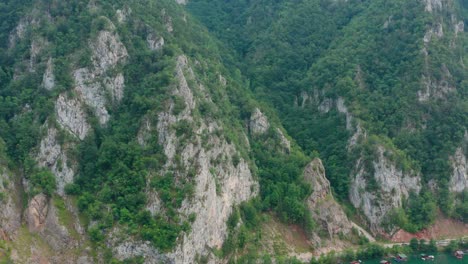 Beautiful-rocky-mountainside-of-Perucac-in-Serbia---Aerial