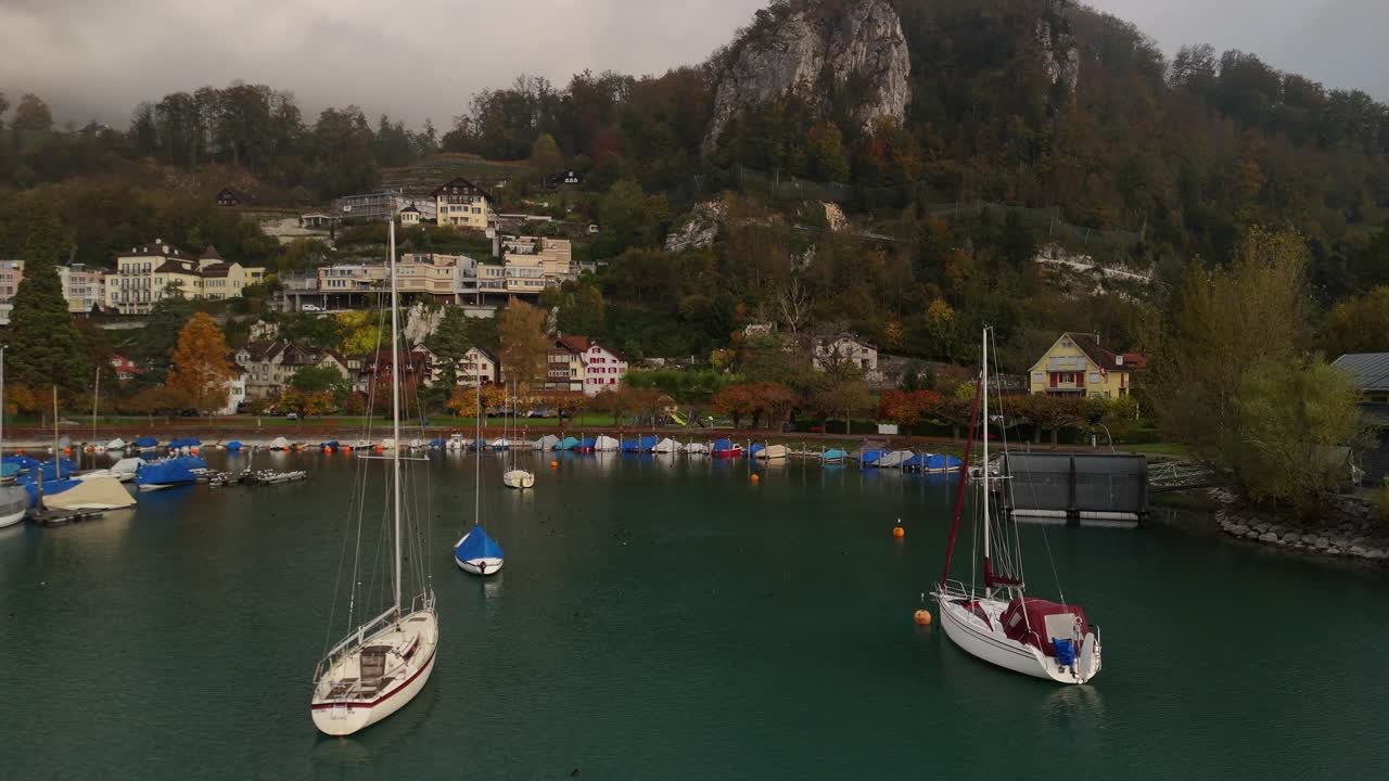 Autumn season Weesen village Switzerland tree forest multicolor foliage nature