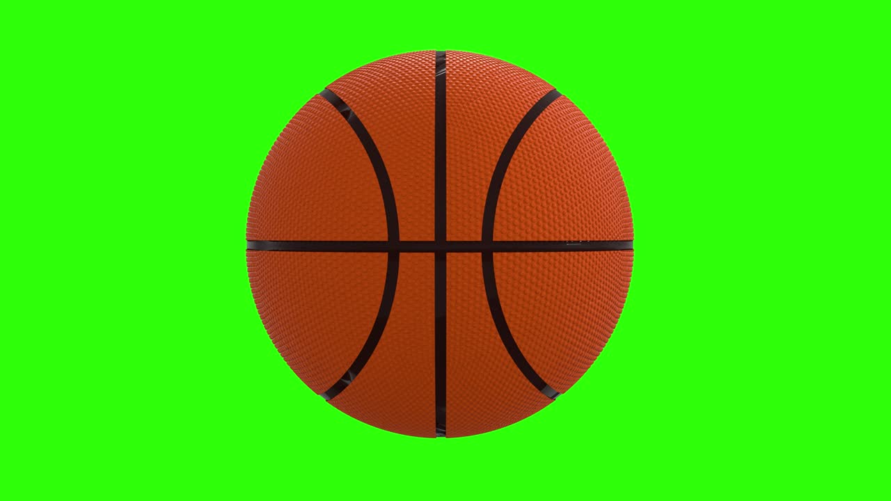 Basketball basket ball spinning on green screen. Sport and game. Animation 3d