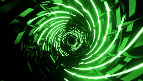 túnel verde con líneas hipnóticas. animación en bucle sin costuras