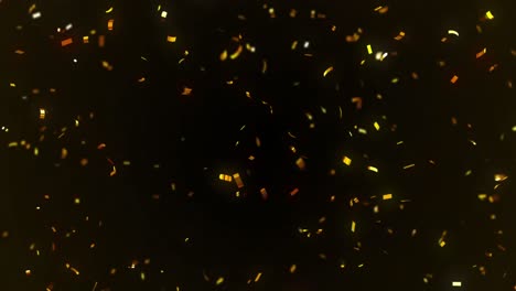 Animation-of-confetti-falling-over-black-background