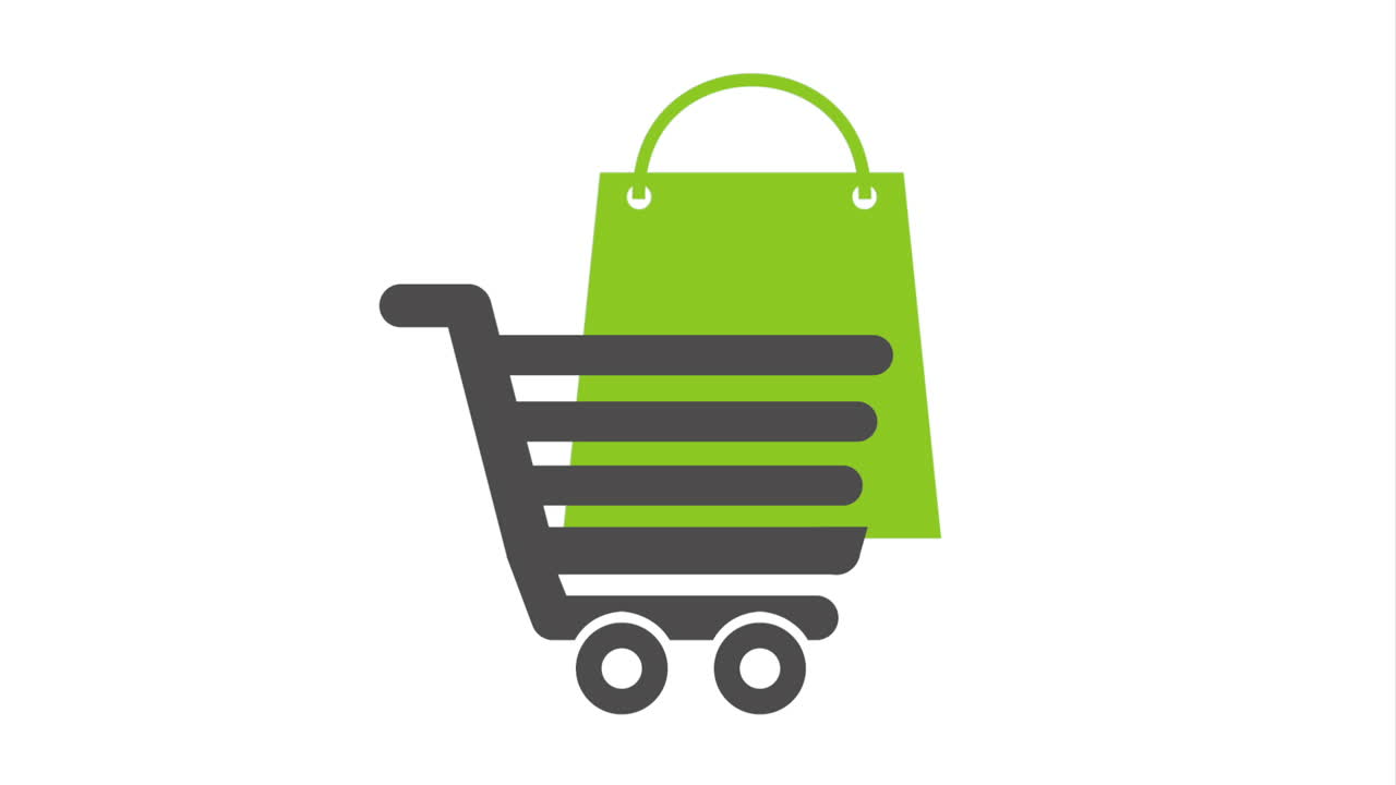 carrito de compras y bolsa