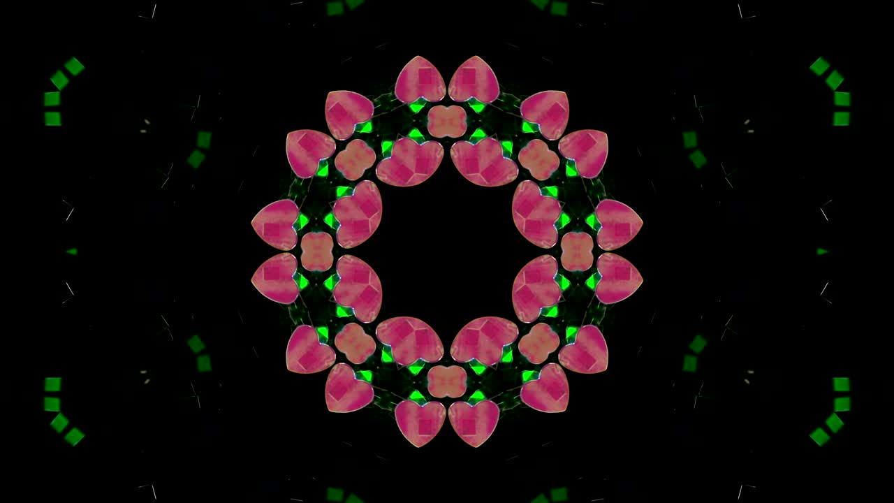 movimiento de caleidoscopio abstracto círculo geométrico y formas de estrellas