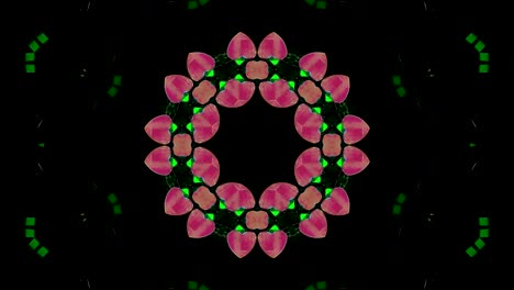 movimiento de caleidoscopio abstracto círculo geométrico y formas de estrellas