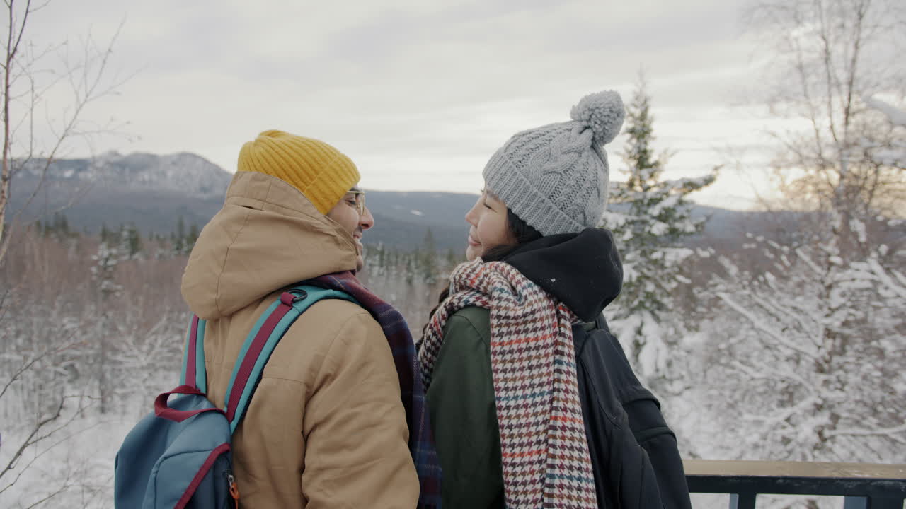Couple Enjoying Winter Mountain View
