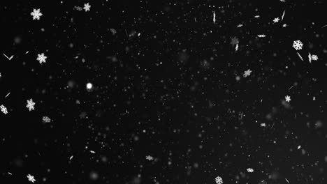 Animation-of-white-christmas-snowflakes-falling-on-black-background