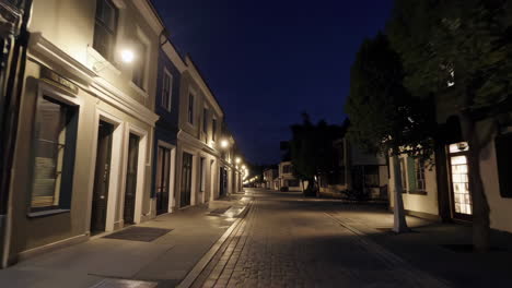 night view of a european residential street