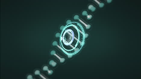 animación de la exploración del alcance sobre la cadena de adn sobre fondo negro