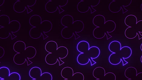 Pulse-neon-purple-clubs-card-pattern-in-rows-on-black-gradient