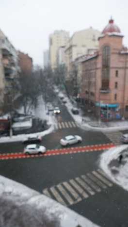 snowy city street intersection