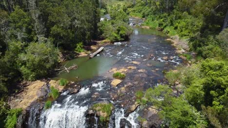 drone shot of dangar falls river, nsw, australia