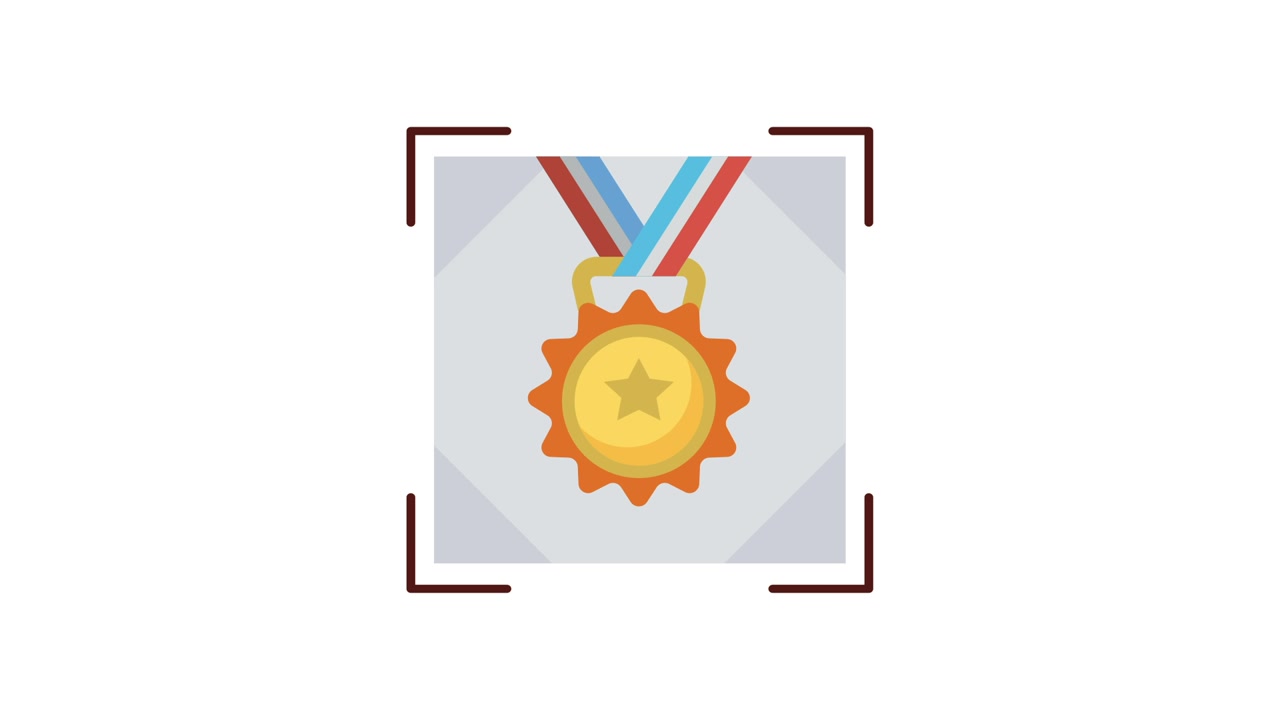 Animated Gold Medal with Star and Ribbon