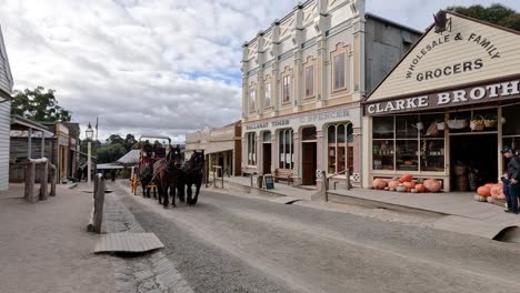 horse-drawn carriage passing through historic street