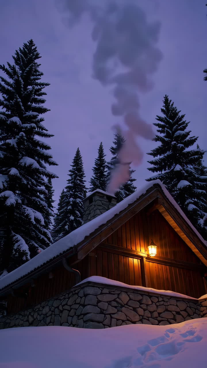 cabaña de invierno en el bosque
