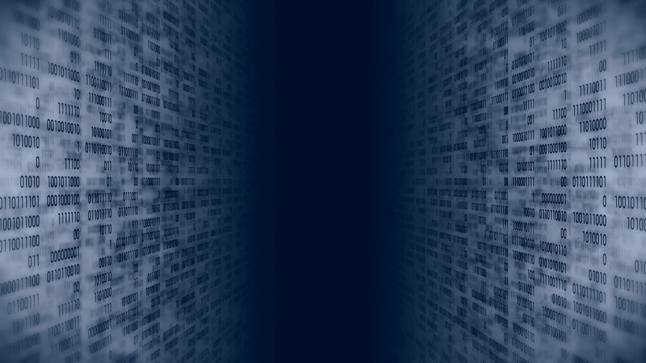 código binario fondo gris. web transmisión en línea con animación de bucle de tecnología digital. número cero y uno. red informática.