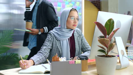 woman working in a modern office