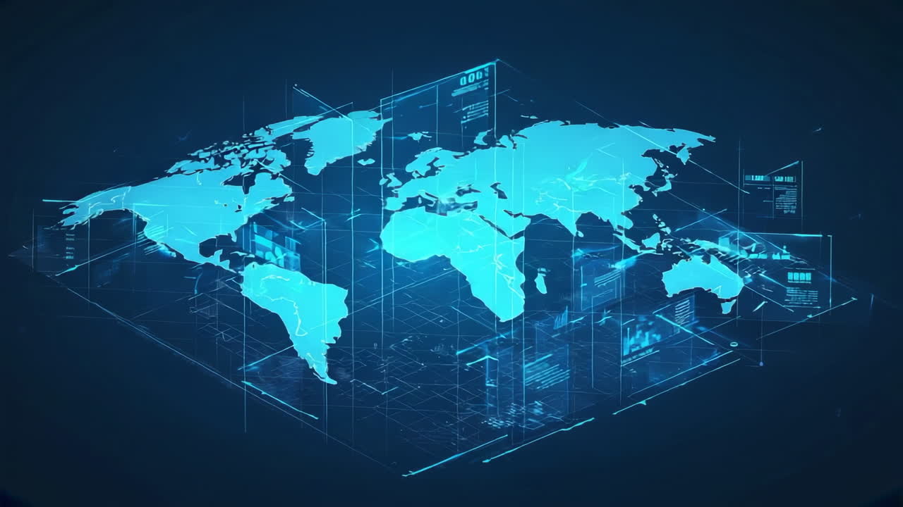 Futuristic Digital World Map