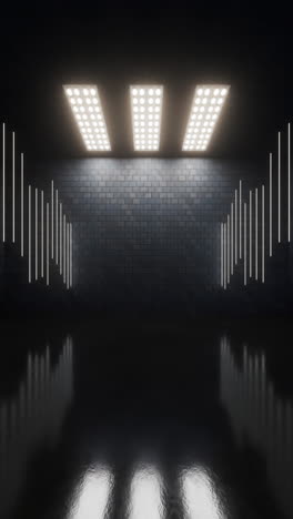 dark brick room with top light, 3d rendering.