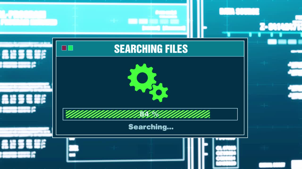 Computer Error Message and Searching Files Loading Screen