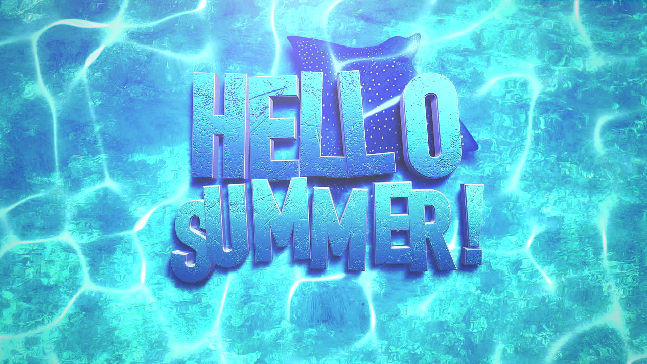 Hello Summer in water pool with marine animal