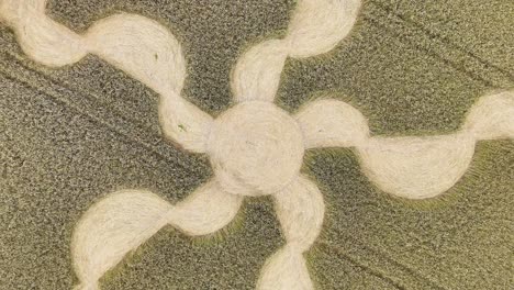 Salisbury five semi circle star crop formation aerial rising view near stone henge sightseeing point