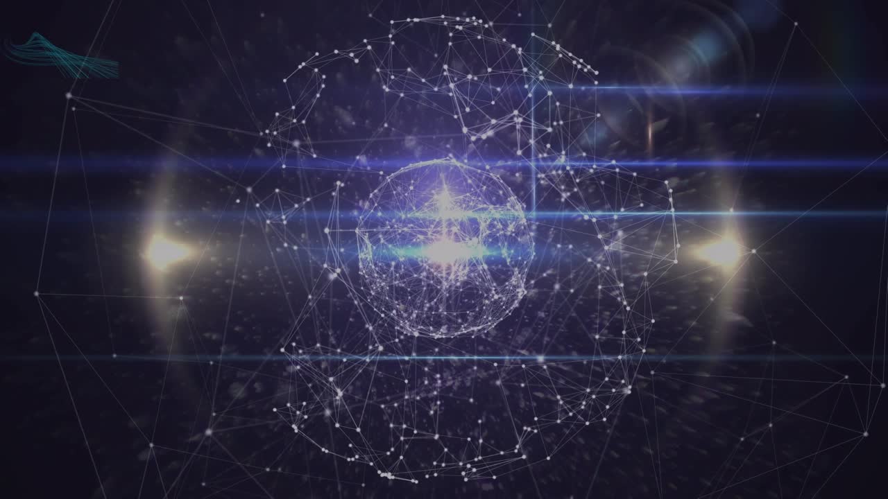 Animazione di un mappamondo fatto di connessioni su sfondo nero.