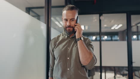 phone call, happy and businessman with a phone