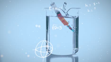 Animación-De-Ecuaciones-Matemáticas-Sobre-Vaso-De-Precipitados-Y-Vacuna