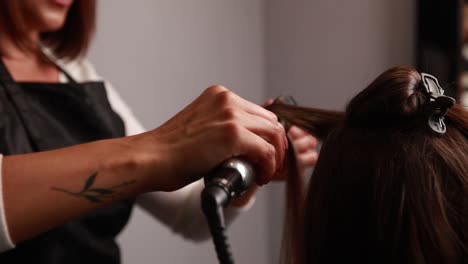 hair styling in a salon