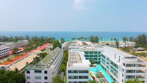 aerial view of hotels and resorts on the beach