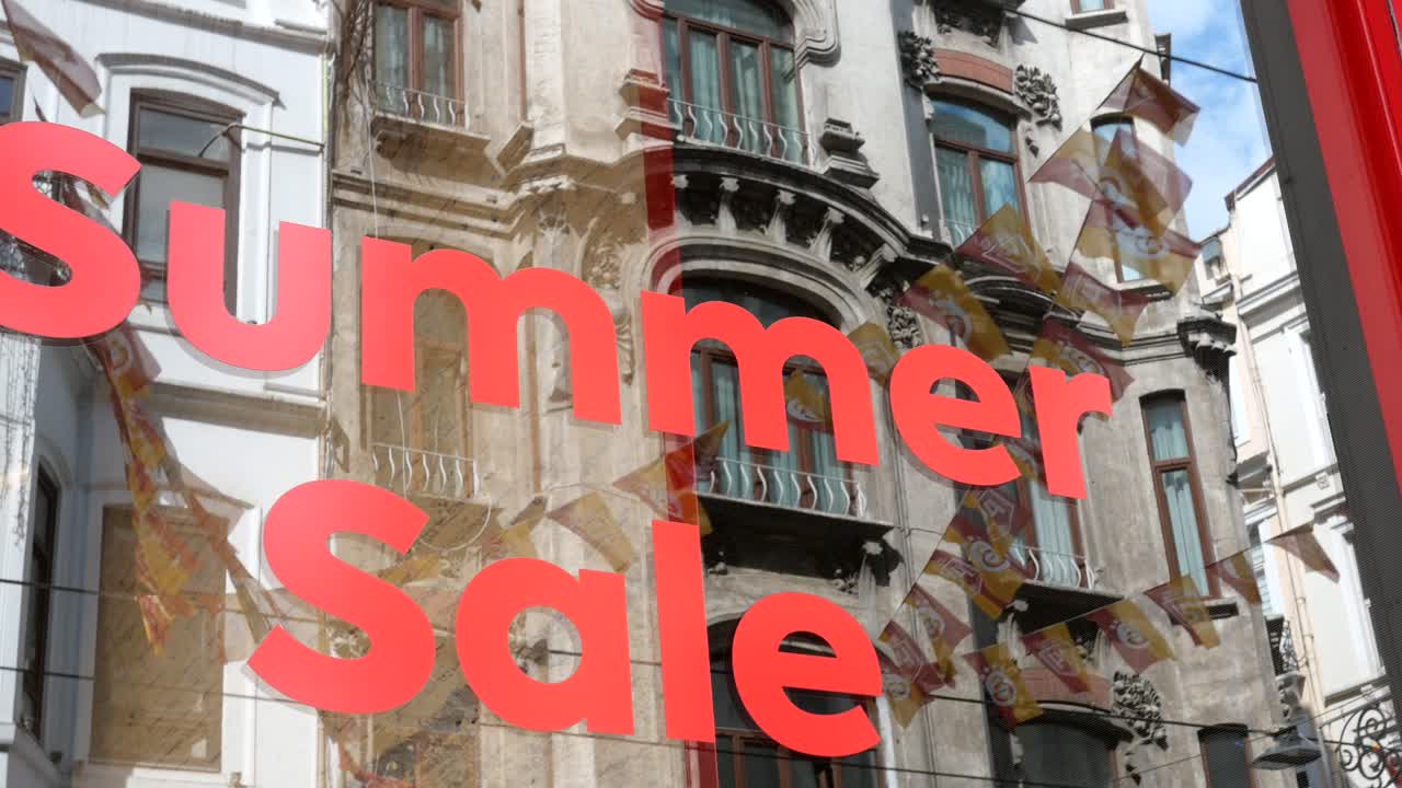 Summer Sale Window Display in a City