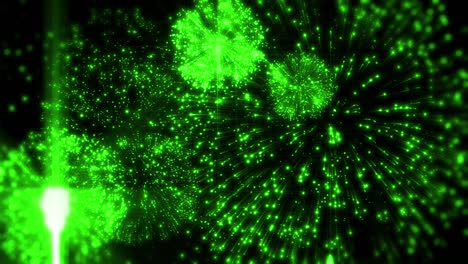 4k green fireworks animation.