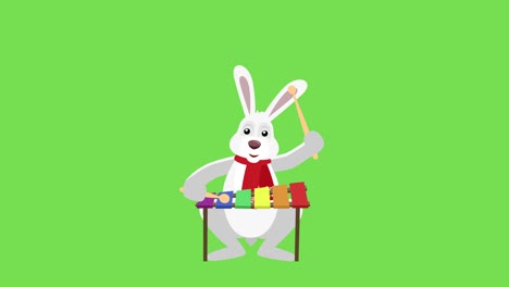 dibujos animados pequeño conejo de navidad juego de personaje plano xilofón animación incluye mate