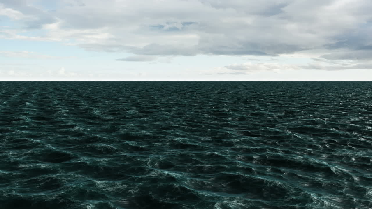 디지털로 생성된 파란 바다의 움직임