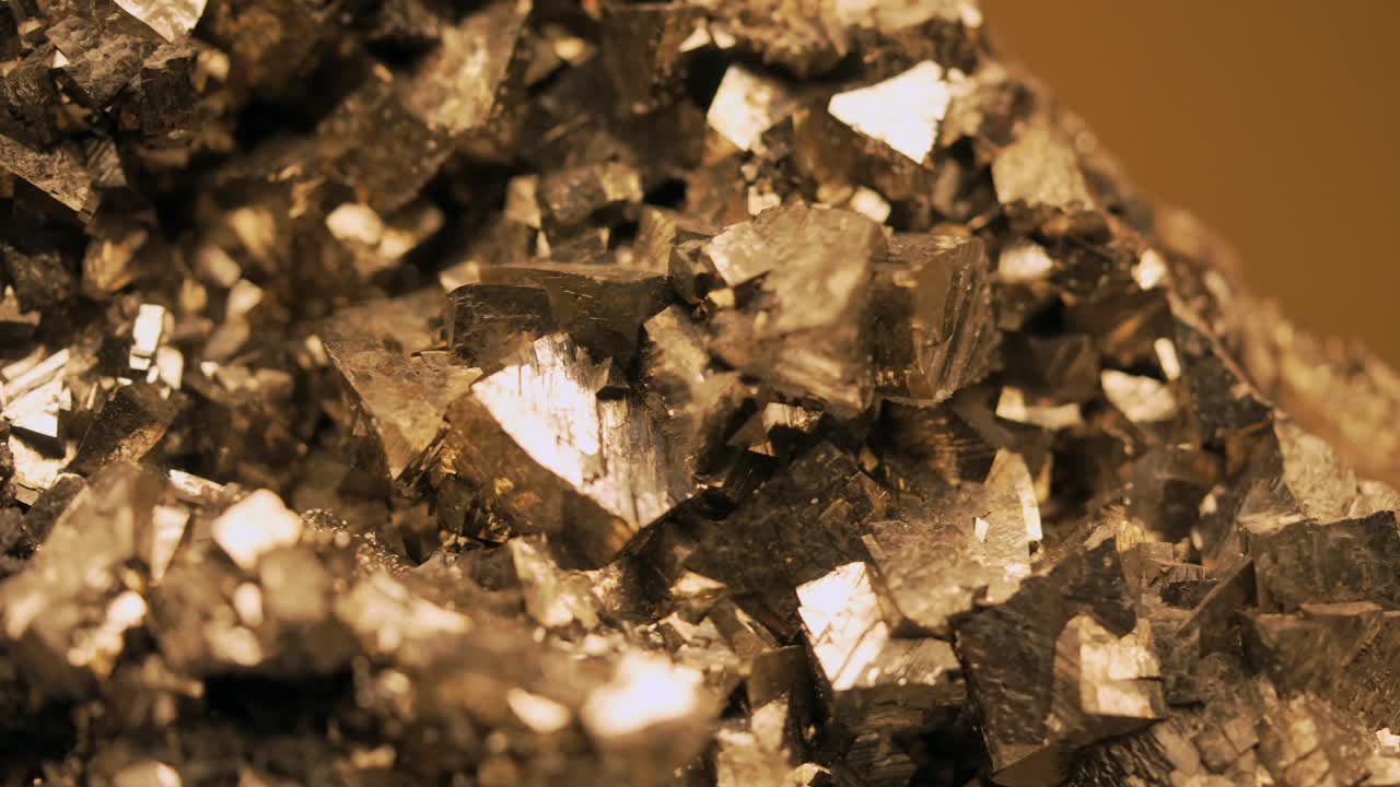 panning close up macro large pyrite nugget