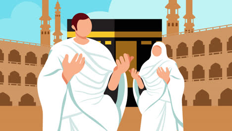 una pareja musulmana realizando el hajj