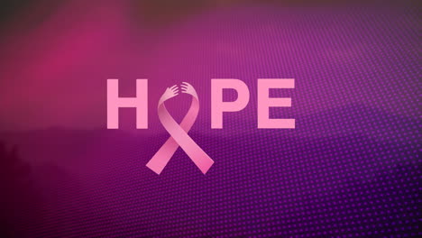 animation of blue ribbon and hope text over colorful background