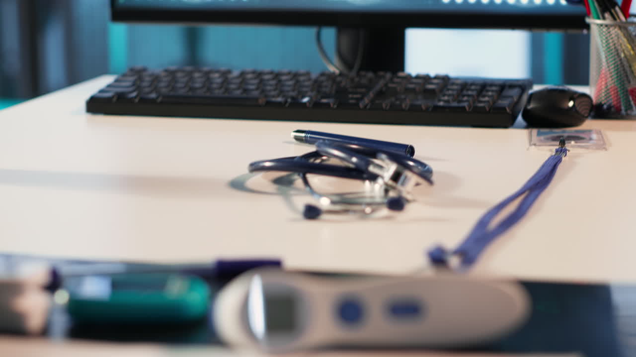 Vertical Video Empty medical cabinet featuring modern equipment and vitamins