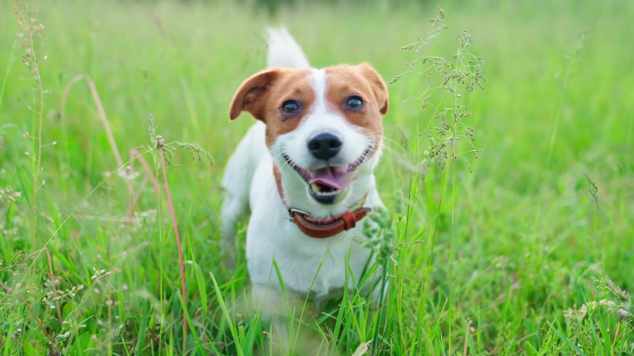 Bir Tarlada Yeşil Çimleri Koklayan Sevimli Jack Russell Terrier Köpeği