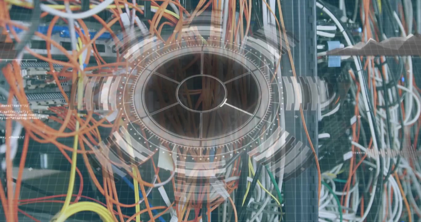 Animation of scope scanning and scope scanning over men scanning and warehouse