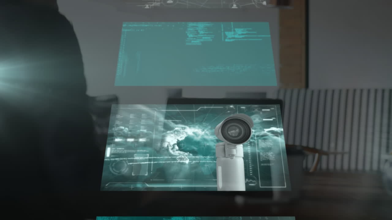 animación de pantallas con procesamiento de datos a través de computadora portátil