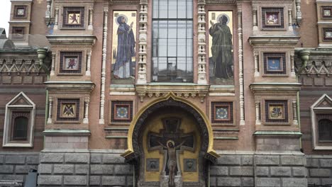 orthodox church facade with mosaic icons