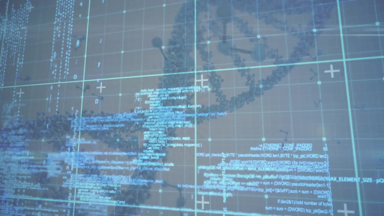 Animation of data processing over dna strand