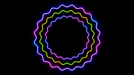coloridos círculos ondulados de neón brillantes animación de video