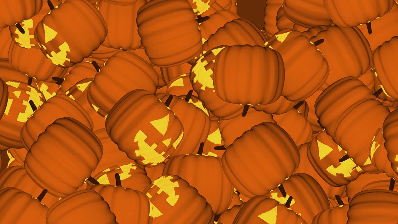 Halloween pumpkin falling rotating on screen seamless background 3d autumn leaves garland holiday